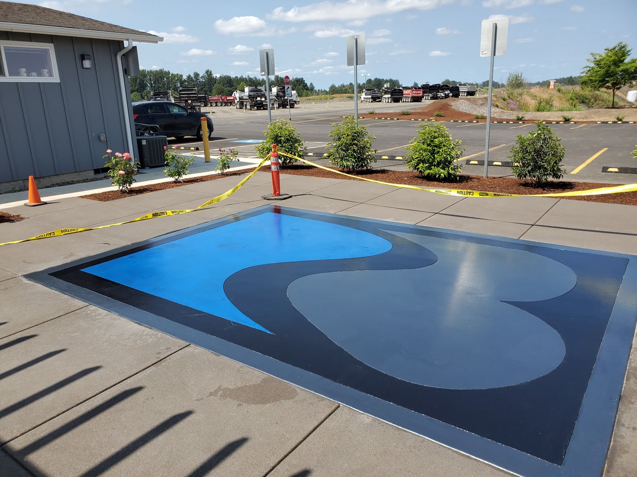 Stamped patio with natural-stone pattern