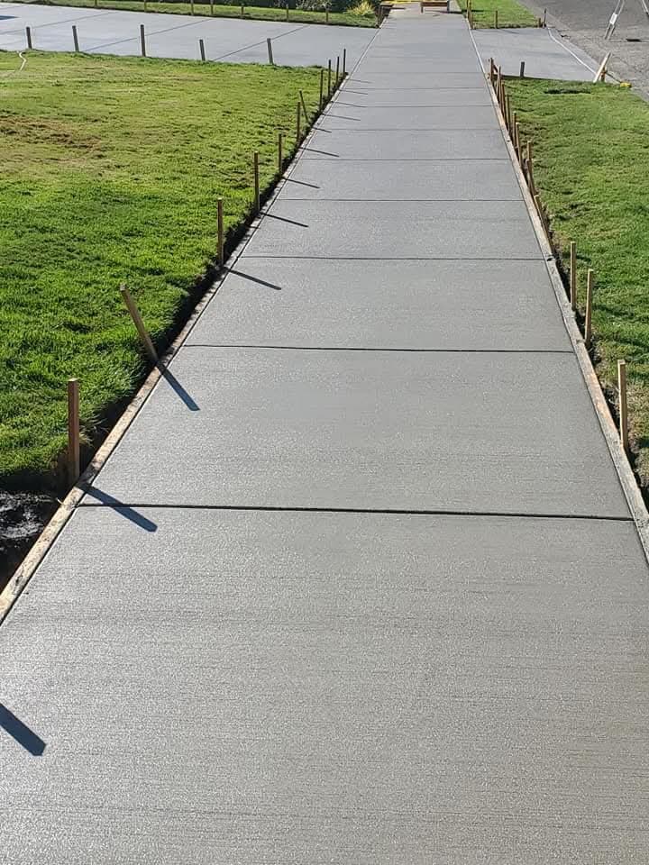 Smooth concrete sidewalk in residential area